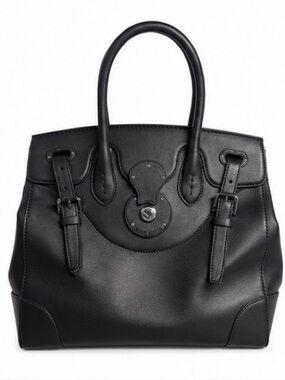 Ralph Lauren Ricky 33 Black Soft Calfskin Leather Satchel Made in Italy